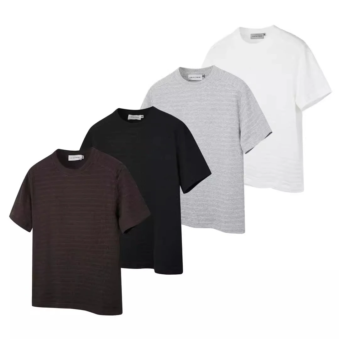 2025新款夏季男女装静奢肌理混纺基础款提花修身圆领透气短袖T恤