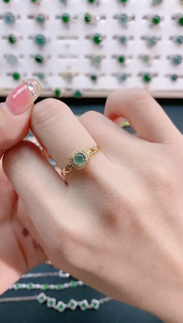 【闪购商品】翡翠戒指银S925镶嵌 天然翡翠