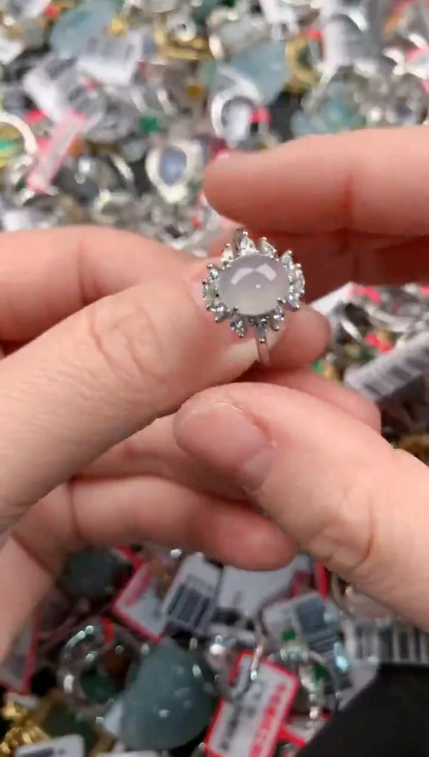 银S925镶嵌戒指翡翠666                8