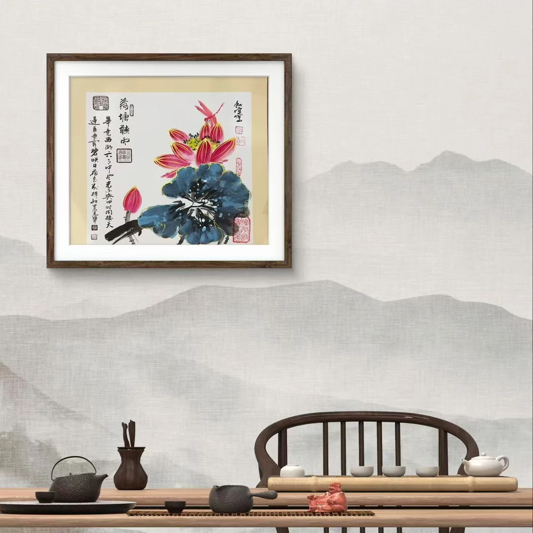 黄志军 宋秋宜 纯手绘合作荷花70CM*70CM