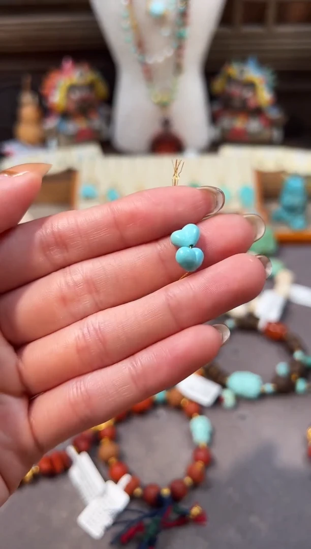 未镶嵌绿松石配饰绿松石爱心屁桃配饰