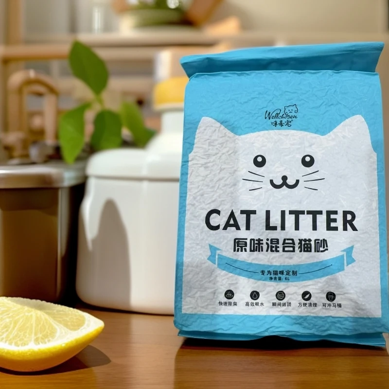 混合猫砂6L除臭无尘强吸水结团原味约2.4公斤猫砂宠物用品