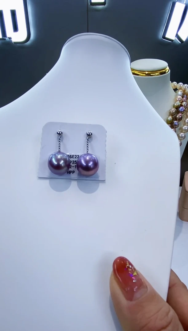 银S925镶嵌耳饰淡水珍珠Y淡水耳饰12-13