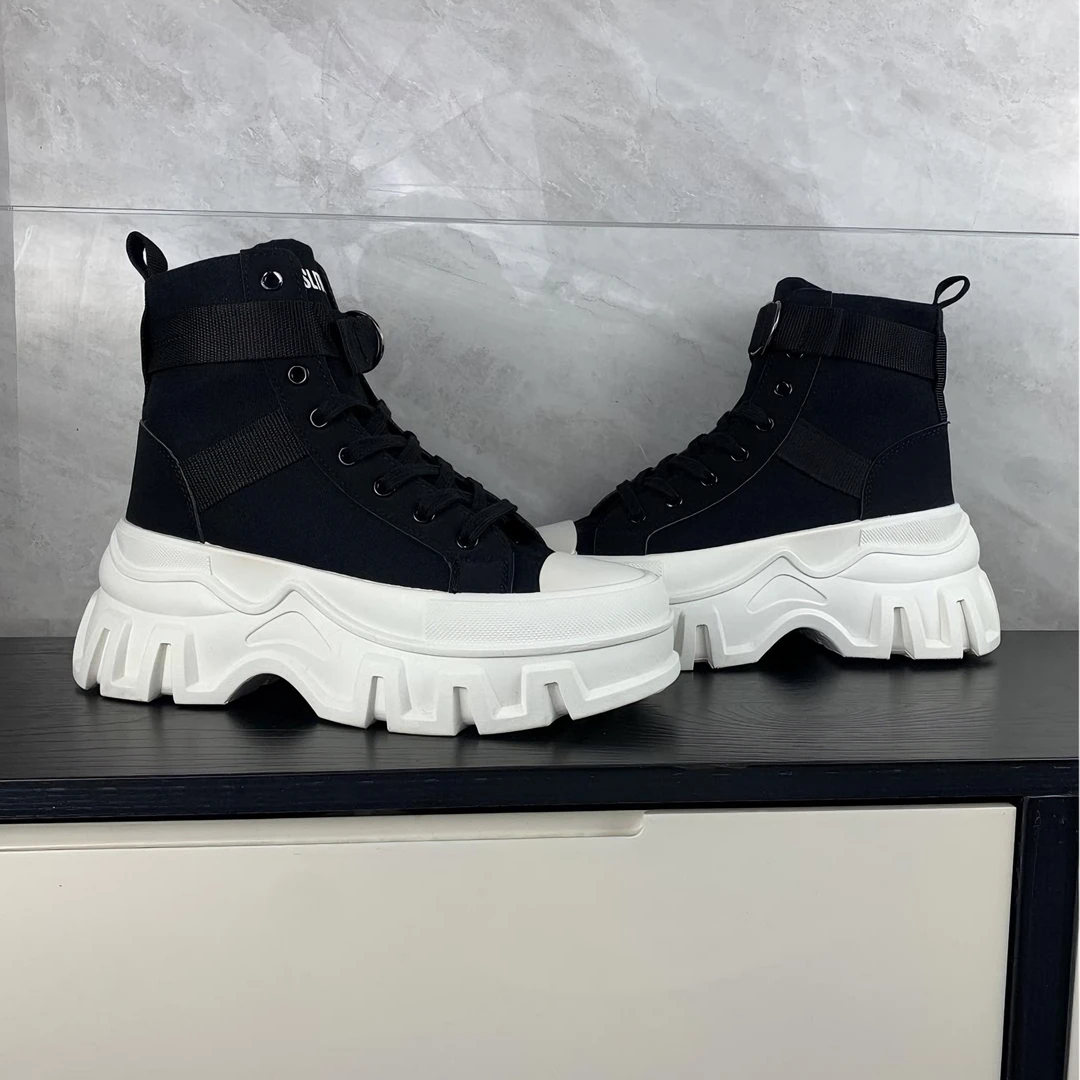 2025新款12厘米增高鞋时尚百搭高帮帆布鞋