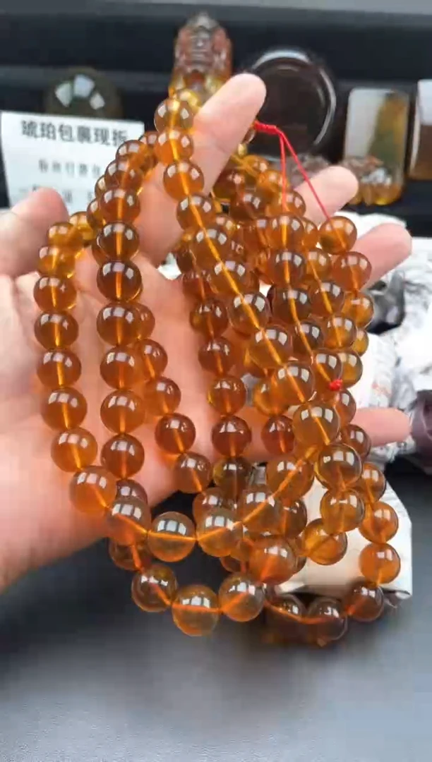 【闪购商品】琥珀手链未镶嵌12+棕珀108多圈项链