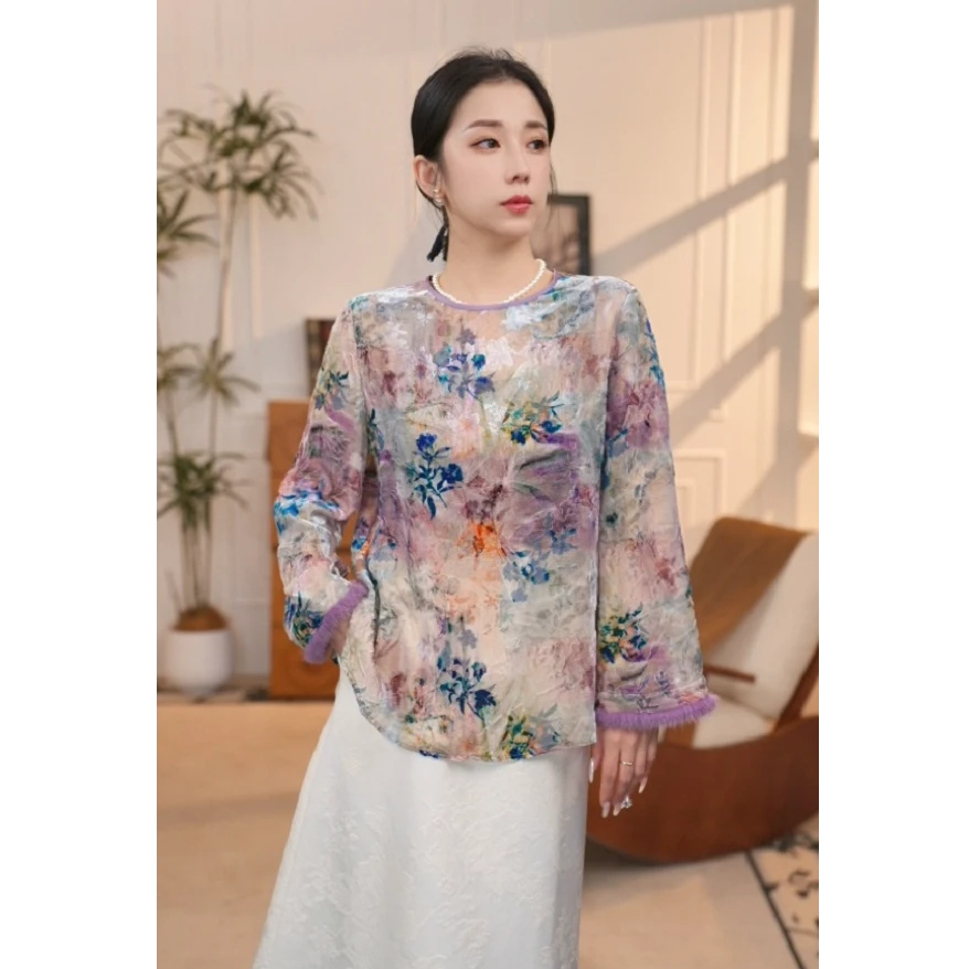 【锦秋】宽松时尚显瘦气质百搭长袖新中式上衣