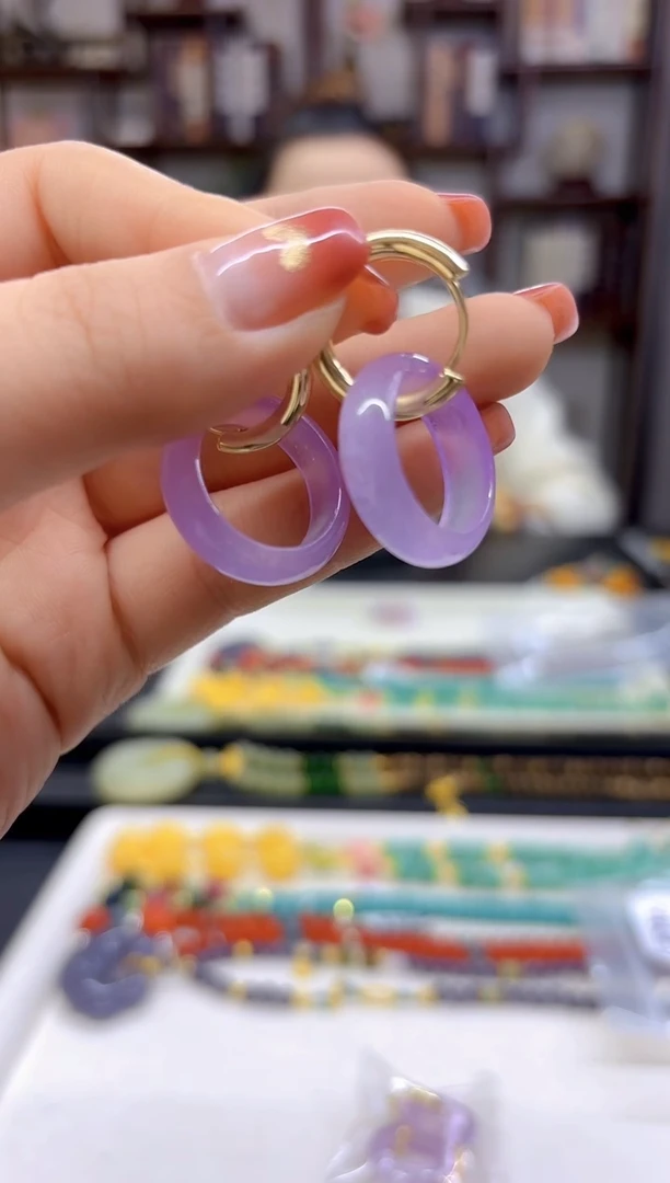 【闪购商品】翡翠耳饰14K金镶嵌耳扣E733