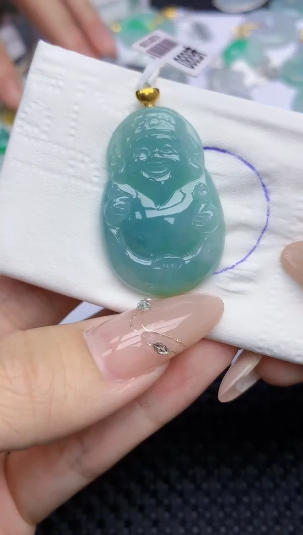 颈饰18K金镶嵌翡翠43   天然翡翠A货  百元以上9米证书费自理