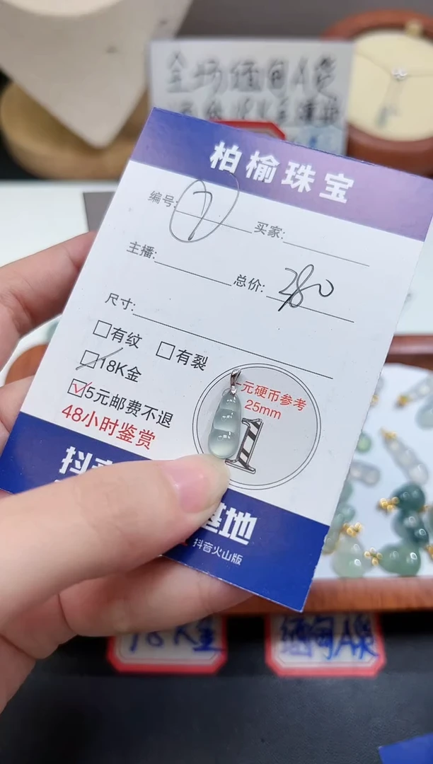 翡翠18K金镶嵌颈饰7豆子