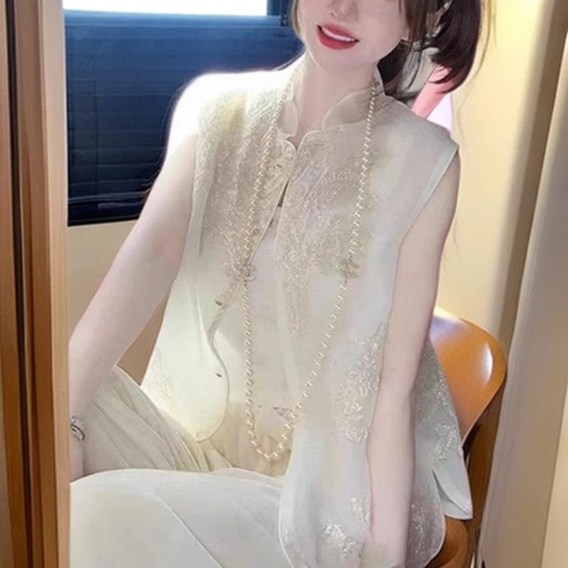 2025新款小个子女装马夹裤子新中式国风唐装马甲套装夏季两件套装