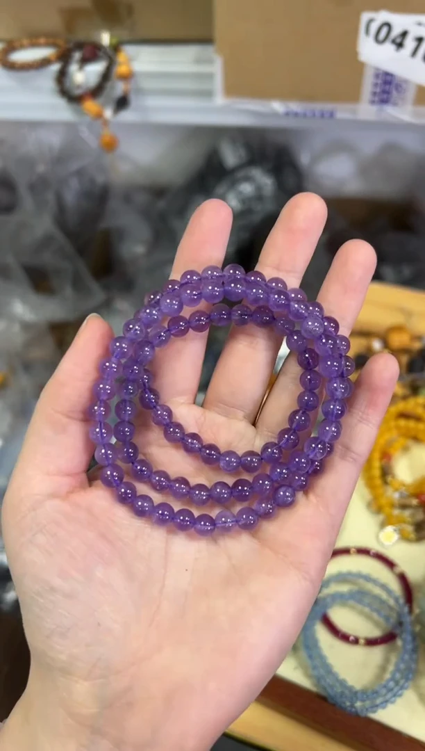 【闪购商品】水晶手链未镶嵌薰衣草紫晶圆珠多圈[0825]