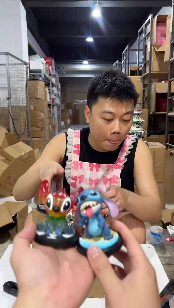 瓷片搪胶史迪仔盲盒摆件7件套微瑕没冰激凌