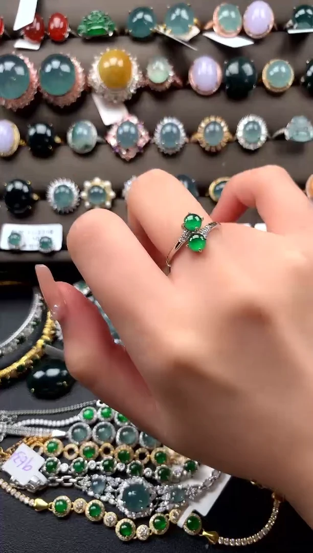 【闪购商品】翡翠戒指银S925镶嵌52141