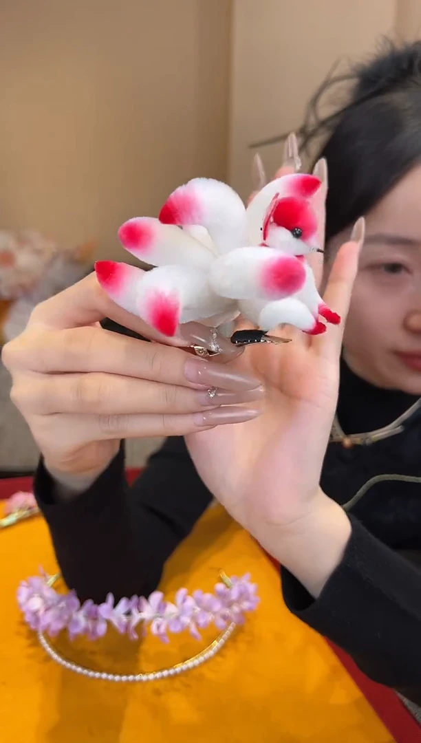 刺绣非遗绒花（发饰）