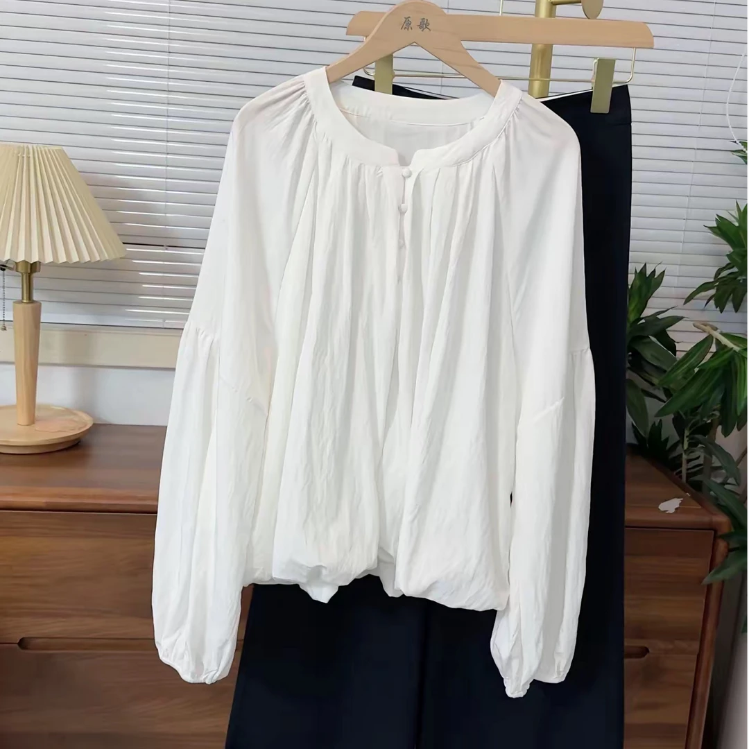 【原歌2】夏季新款慵懒松弛感漂亮长袖衬衫女YG690