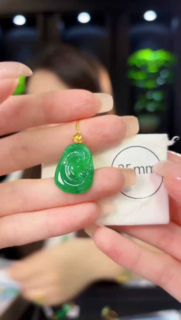 翡翠18K金镶嵌颈饰 缅料A货/支持复检/一件