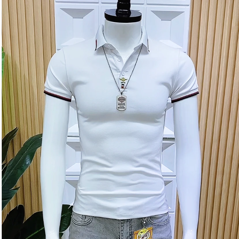 夏季新款时尚个性潮流男士翻领短袖POLO衫修身短袖韩版帅气Polo