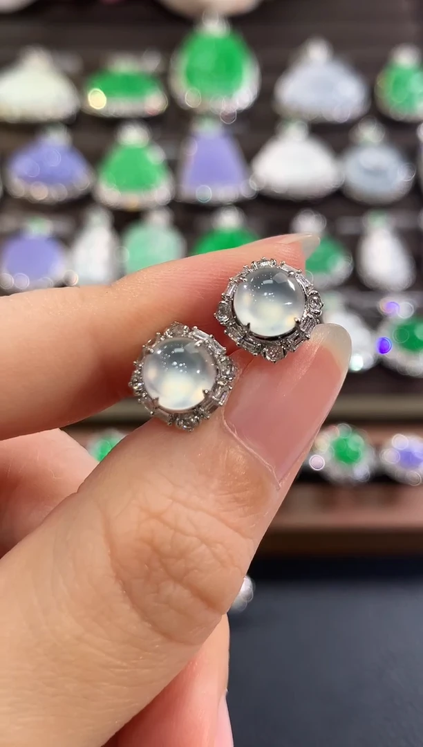 18K金镶嵌翡翠耳饰e12