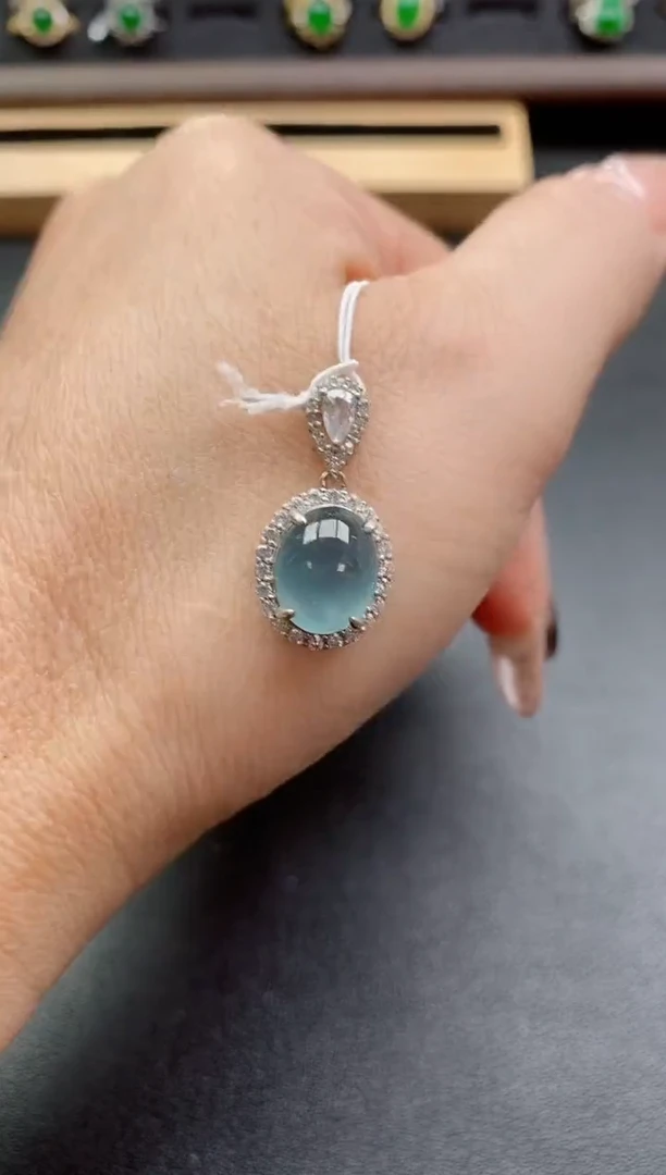 吊坠(赠链)银S925镶嵌翡翠1