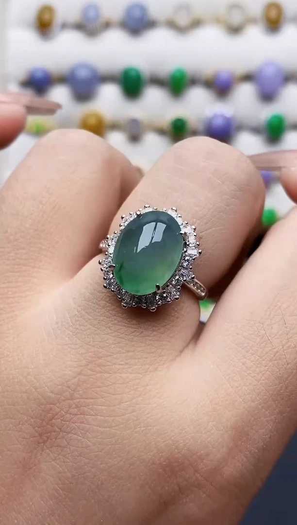 银S925镶嵌戒指翡翠2156