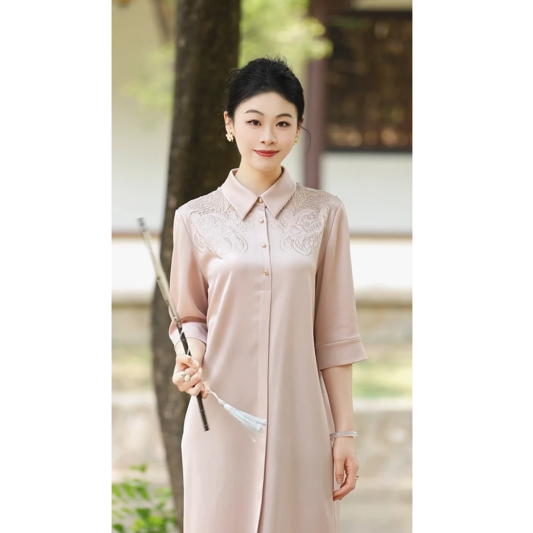 【七景超级太太】2025新款气质中国风中长款连衣裙 SL25138