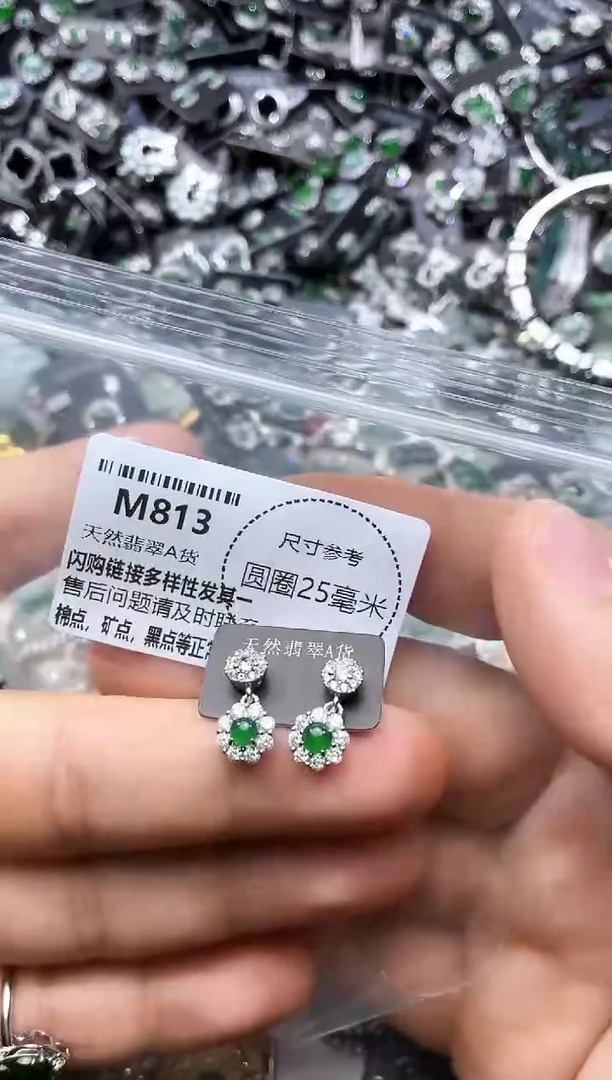 翡翠未镶嵌颈饰M813耳钉