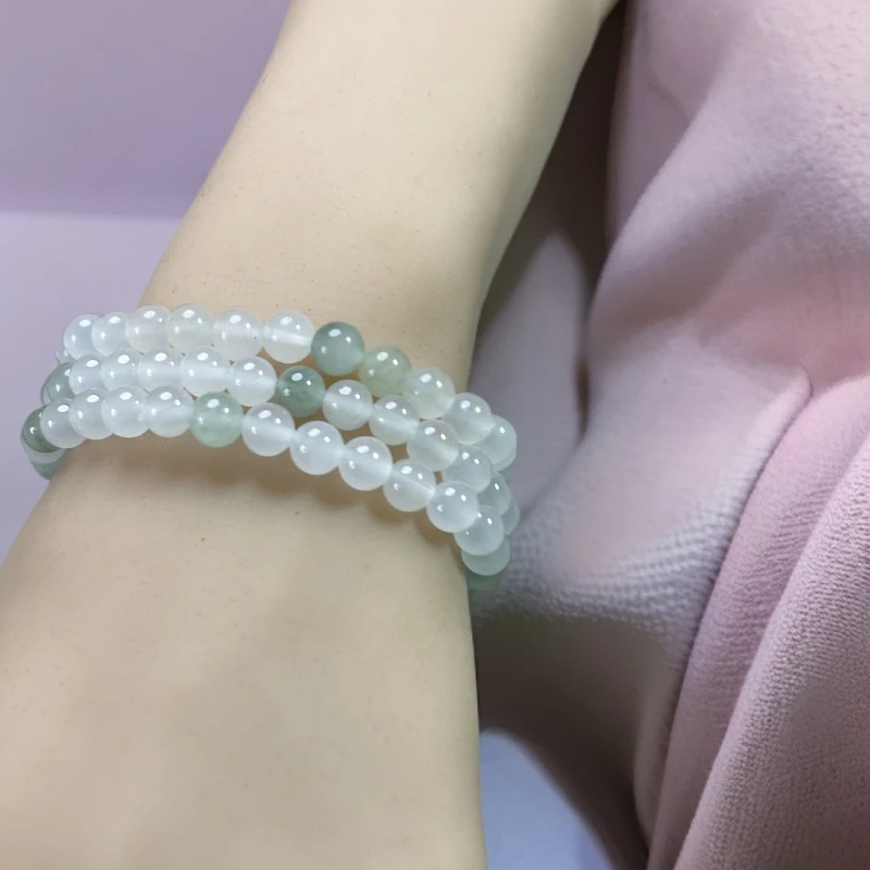 潮戴珠宝   新人福利纯天然天山冰翠手串珠体卡4-5mm多样性发货