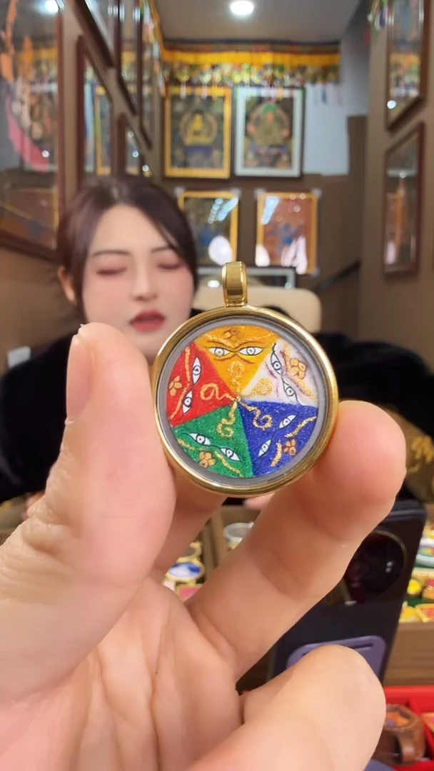吊坠五路财神眼-热贡纯手绘唐卡