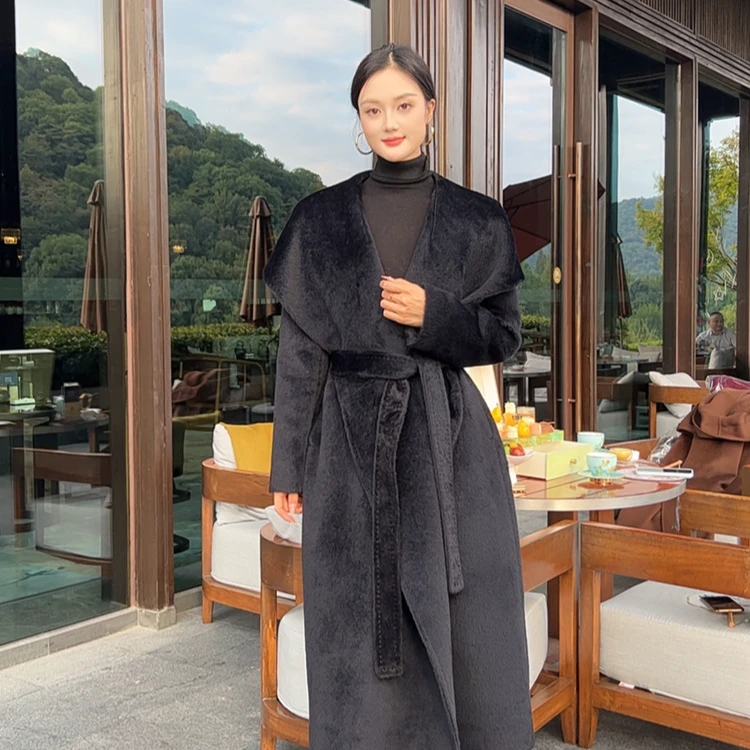 用料5米8超大版连帽佳*达26万同款皇室婴驼超长超大羊驼大衣