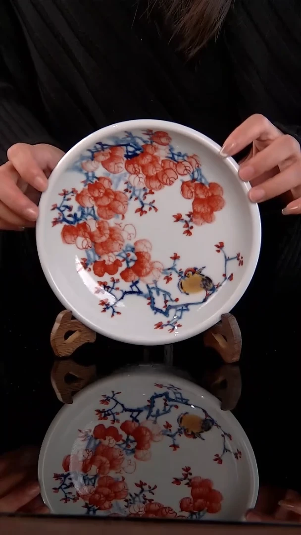 李华手绘青花红彩鸿运当头壶承