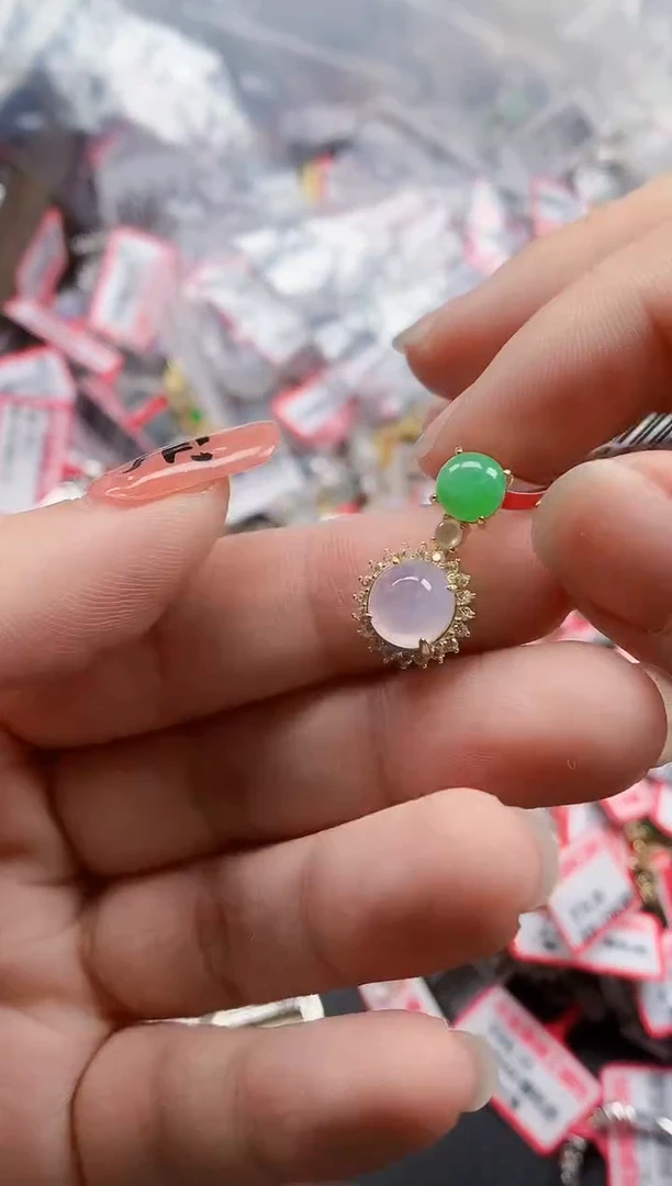 银S925镶嵌戒指翡翠天然A货缅甸翡翠