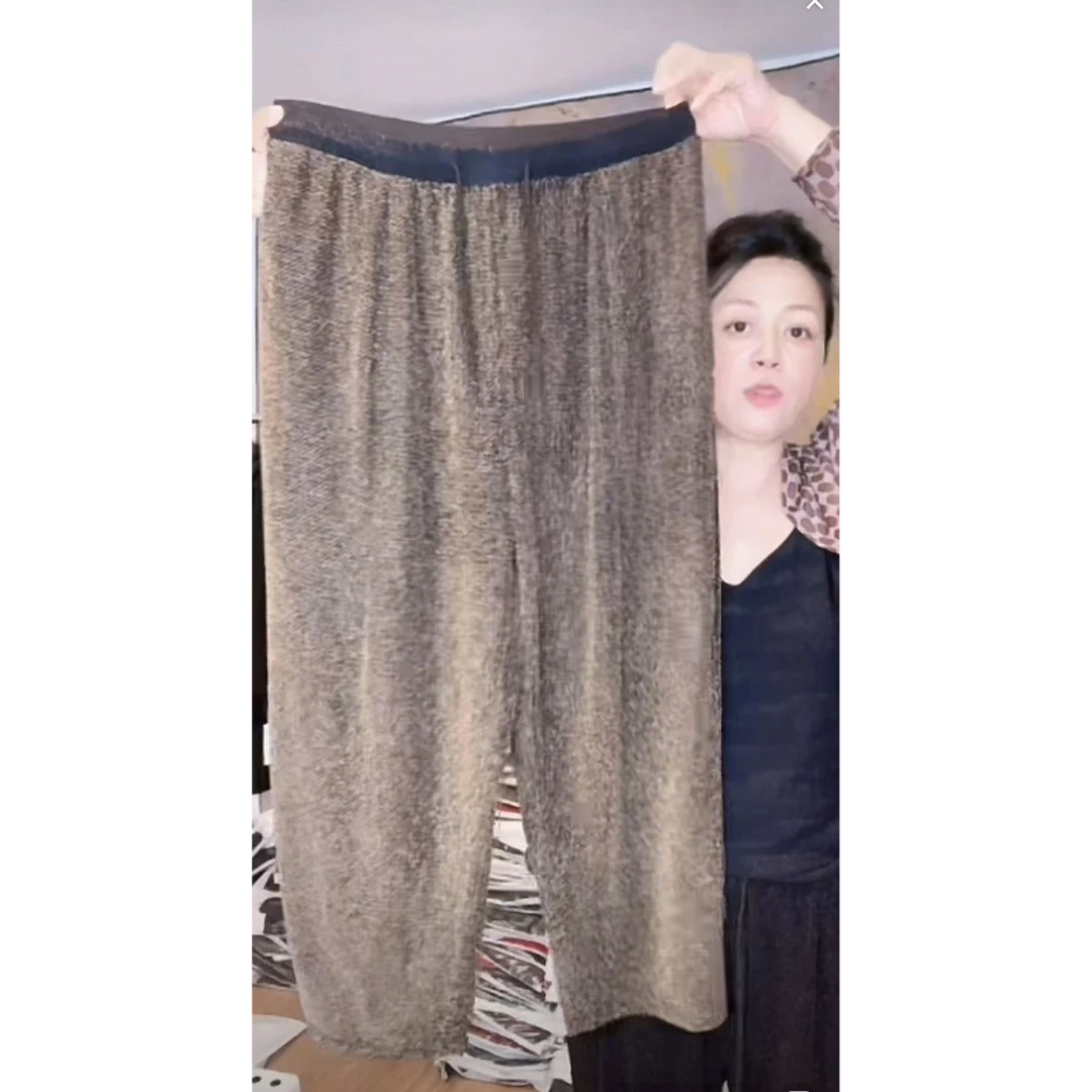 妙唐亮丝时尚大码弹力女士休闲裤6011金色