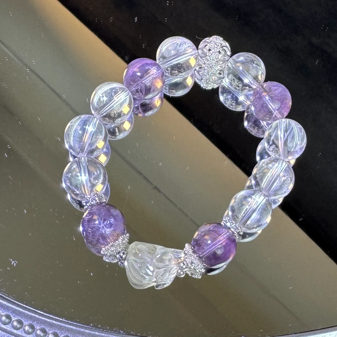 【灵梦】天然原创水晶手串 天然水晶宝石质检发货