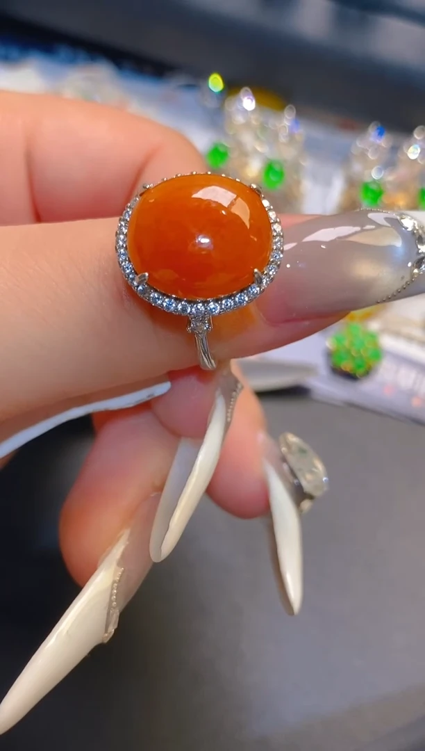 翡翠银S925镶嵌耳饰天然