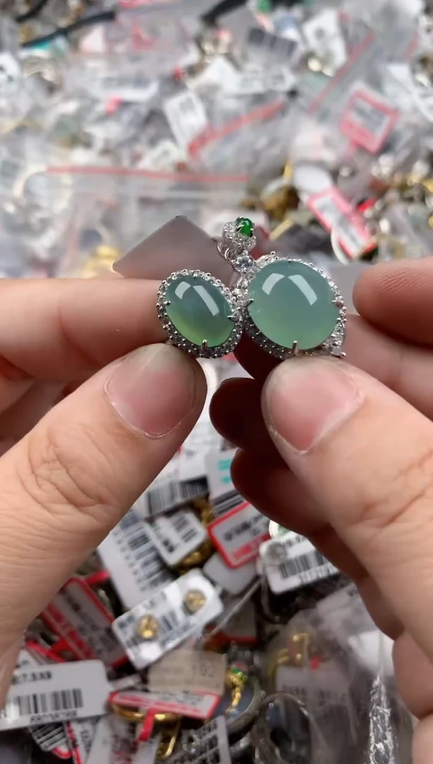 银S925镶嵌戒指翡翠10    9