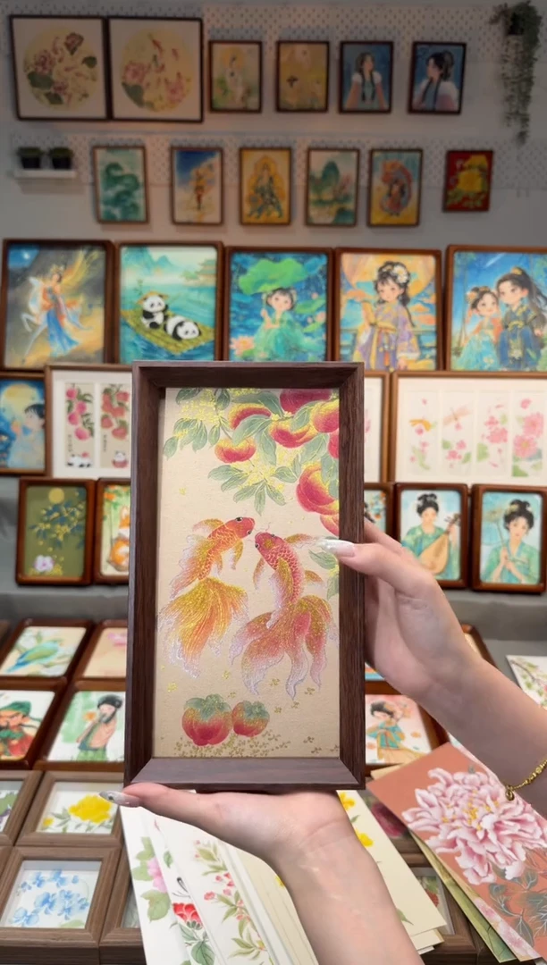 国画柿子金鱼 手绘国画27