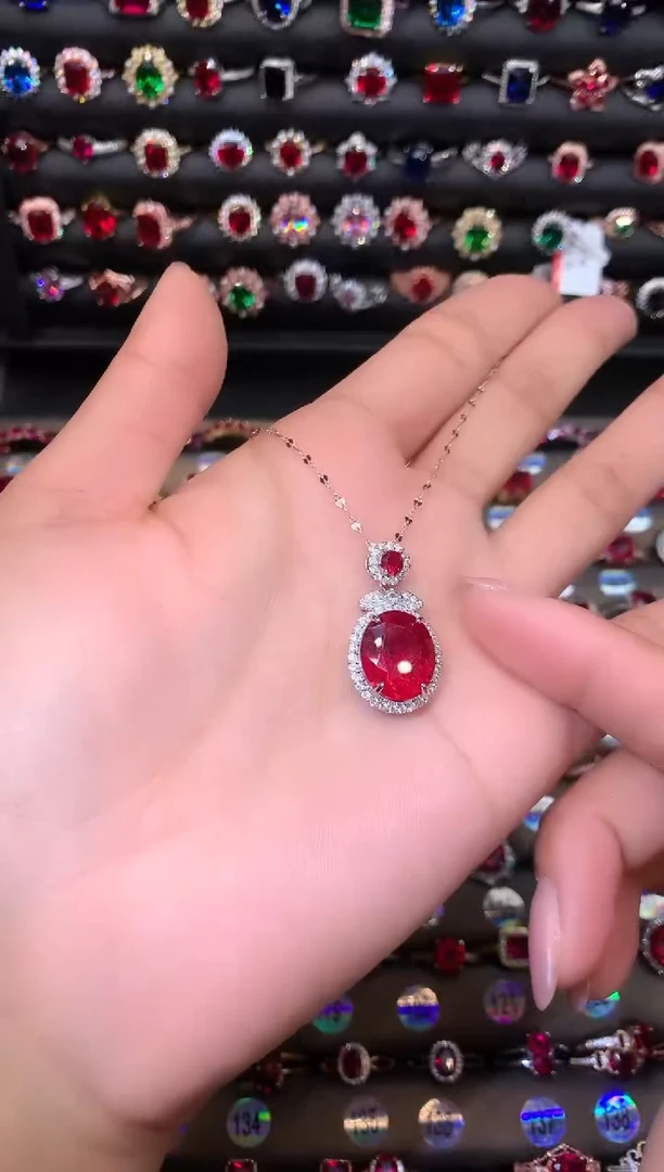 【闪购商品】红宝石吊坠(赠链)银S925镶嵌1