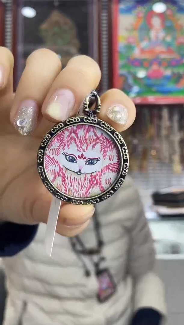 吊坠纯手绘唐卡（非质量问题不退不换）小狐狸