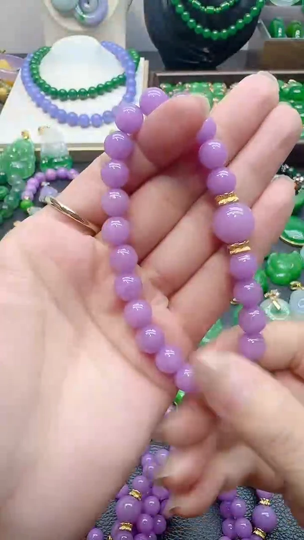 吊坠(赠链)14K金镶嵌翡翠紫单珠8mm