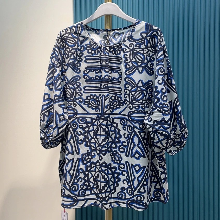 胖人坊2025新款大码女装花色小衫 4471