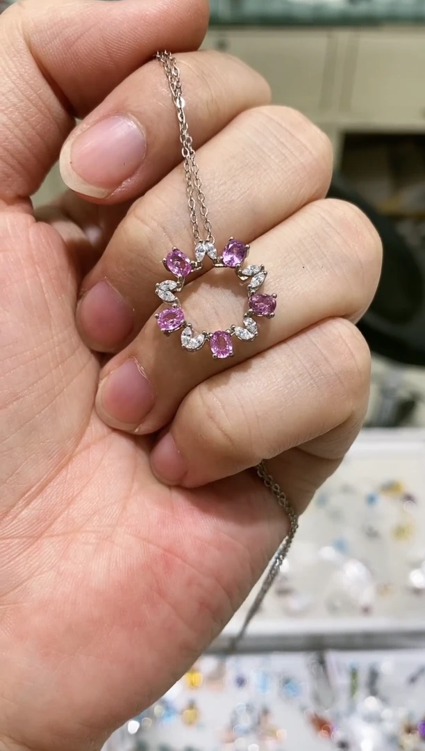 【闪购商品】蓝宝石颈饰银S925镶嵌吊坠