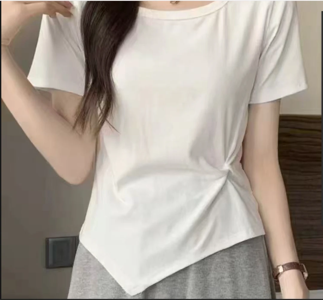 短袖夏季V领短袖小众T恤