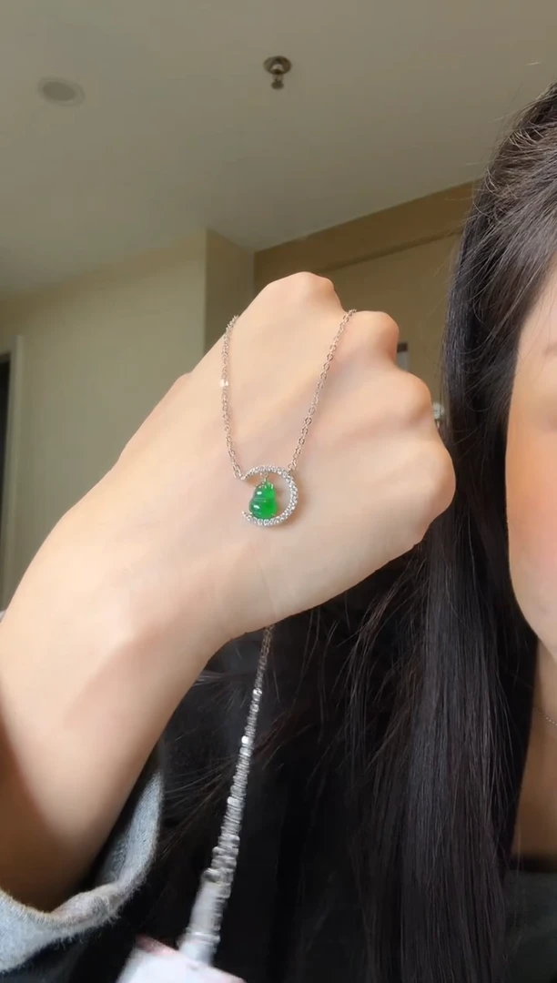 【闪购商品】翡翠套链银S925镶嵌葫芦套链