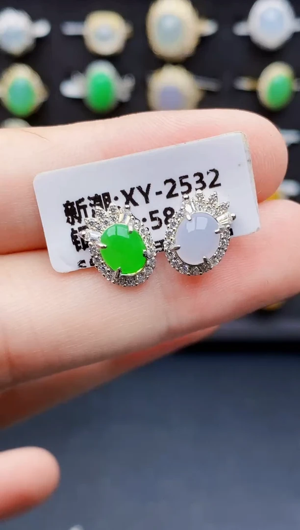 银S925镶嵌戒指翡翠7052