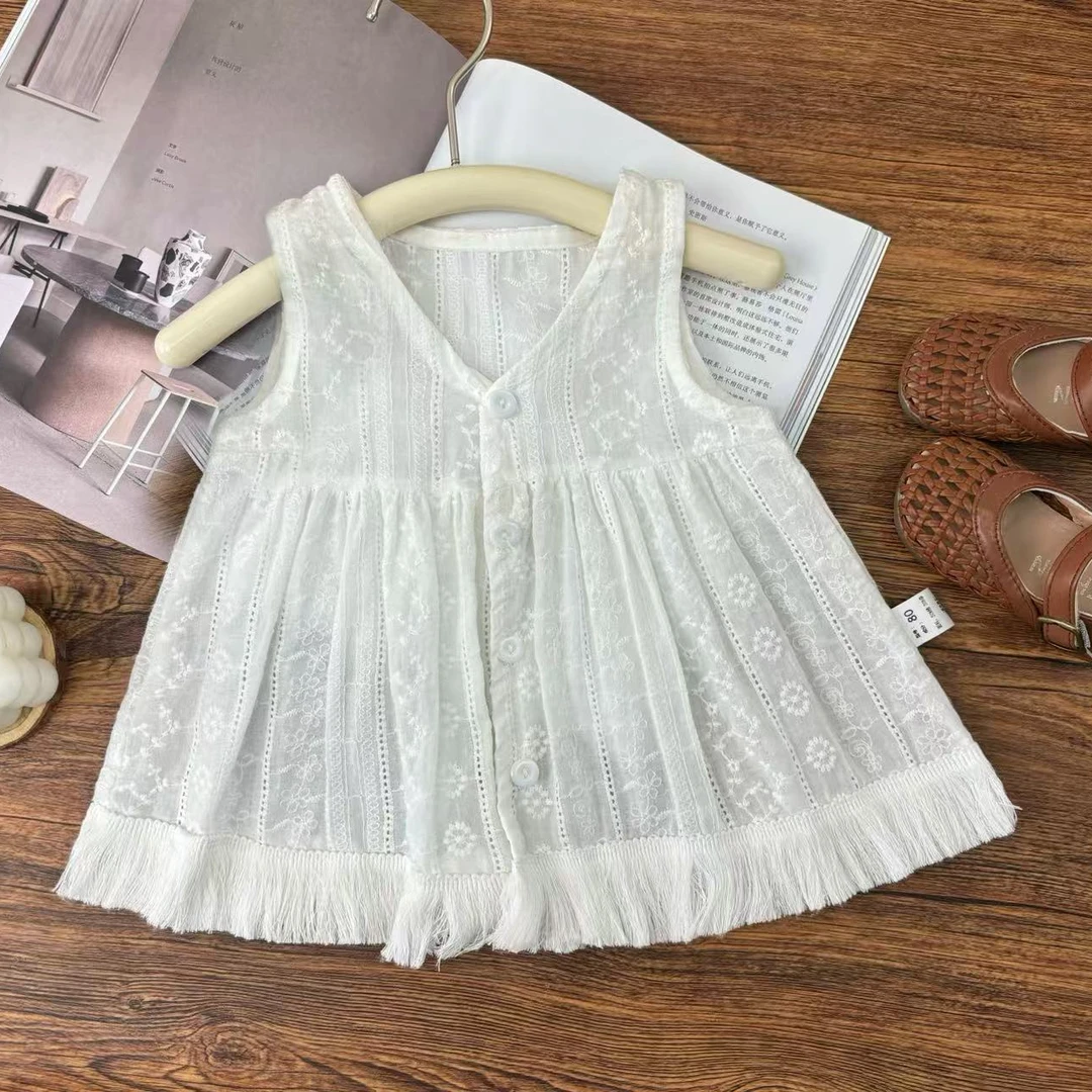 女童装2025夏装时尚流苏无袖花边女宝儿童连衣裙SJ-R-B10