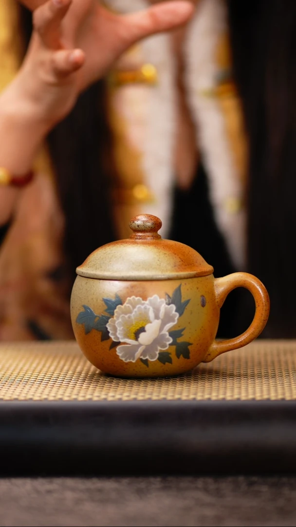 63小鱼柴烧球球盖杯