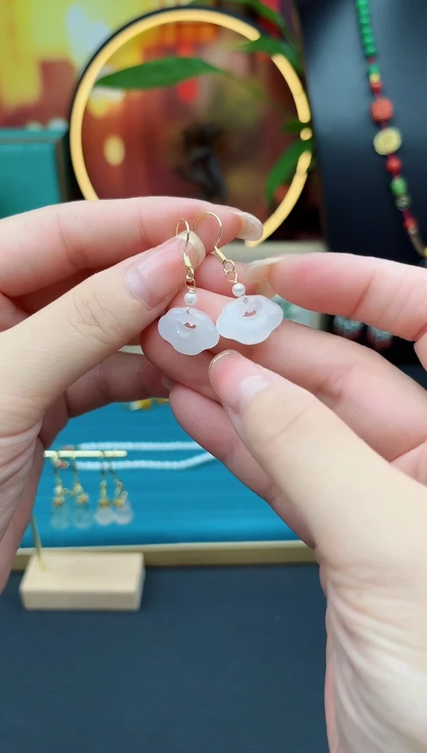 玛瑙/玉髓耳饰银S925镶嵌w23