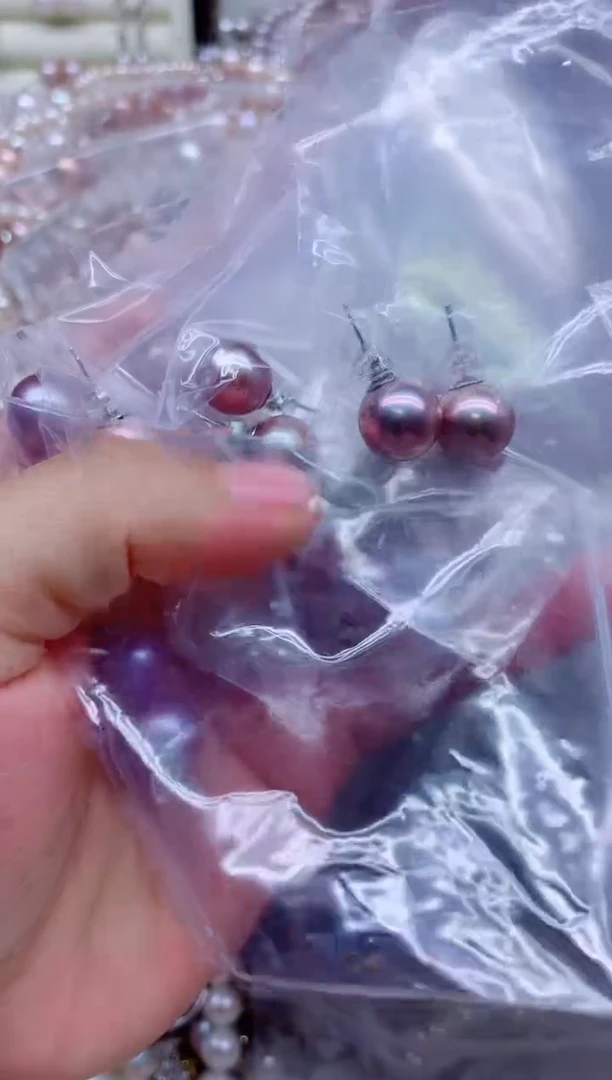 银S925镶嵌淡水珍珠耳钉多样性发其一，非无暇