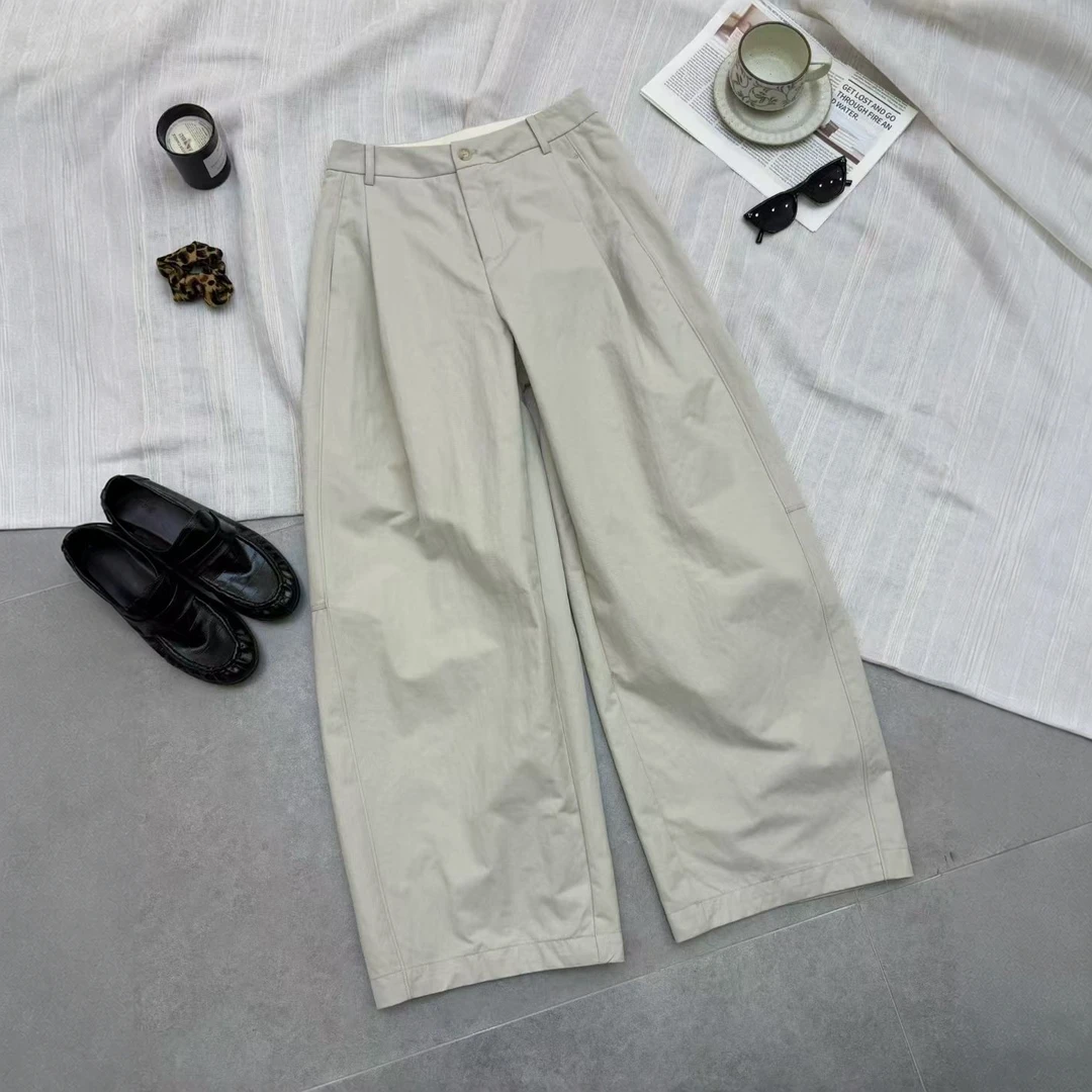 夏季新款哪吒裤慵懒风通勤百搭阔腿女裤显瘦松弛简约纯色休闲裤