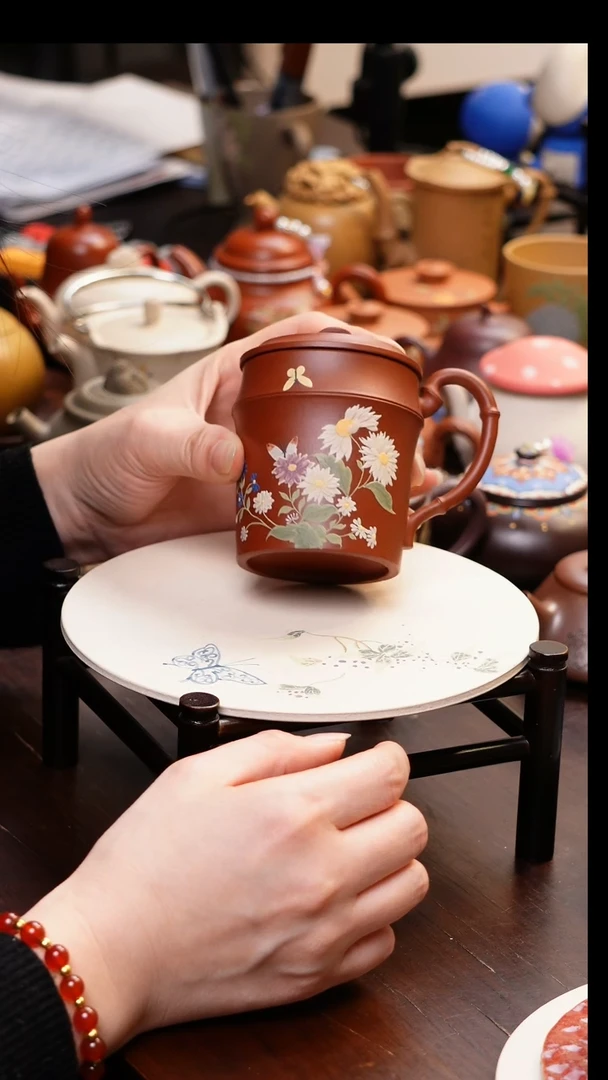 【闪购商品】妮原矿紫砂手工杯子朱